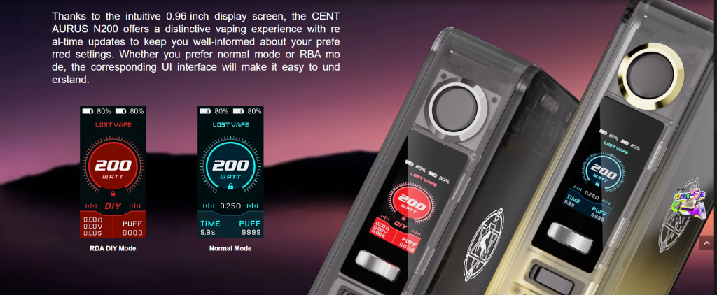 0.96-inch display, intuitive control