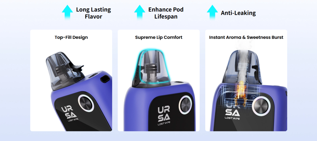 URSA EPOCH PRO Pod Kit Top-filling URSA V3 cartridges for leak-free, rich flavor